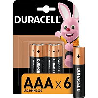 Батарейка AAA мизинчиковая Duracell Basic (6 штук в упаковке) фото Батарейка AAA мизинчиковая Duracell Basic (6 штук в упаковке)