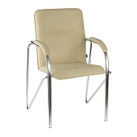 Стул Helmi HL-F04 "Самба М", каркас металл хром, экокожа, бежевый BOX2 фото Стул Helmi HL-F04 "Самба М", каркас металл хром, экокожа, бежевый BOX2