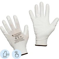 Перчатки рабочие защитные TOPFORT нейлоновые с полиуретановым покрытием белые (13 класс, размер 9 (L))