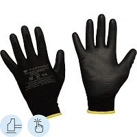 Перчатки защитные TOPFORT нейлоновые с п/у покрытием черные р. 10 (XL)