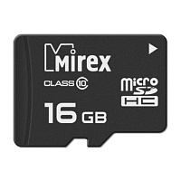 Карта памяти 16 ГБ microSDHC Mirex 13612-MC10SD16 Class 10 фото Карта памяти 16 ГБ microSDHC Mirex 13612-MC10SD16 Class 10