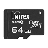 Карта памяти 64 ГБ microSDХC Mirex 13612-MC10SD64 Class 10 UHS-I U1 фото Карта памяти 64 ГБ microSDХC Mirex 13612-MC10SD64 Class 10 UHS-I U1