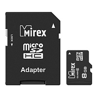 Карта памяти 8 ГБ microSDHC Mirex 13613-AD10SD08 Class 10 фото Карта памяти 8 ГБ microSDHC Mirex 13613-AD10SD08 Class 10