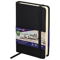 Скетчбук, слоновая кость 140 г/м2 90х140 мм, 80 л., КОЖЗАМ, резинка, BRAUBERG ART CLASSIC, черный, 113188 фото Скетчбук, слоновая кость 140 г/м2 90х140 мм, 80 л., КОЖЗАМ, резинка, BRAUBERG ART CLASSIC, черный, 113188
