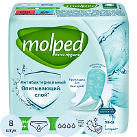 Прокладки женские гигиенические Molped Extra Hygiene Нормал (8 штук в упаковке) фото Прокладки женские гигиенические Molped Extra Hygiene Нормал (8 штук в упаковке)
