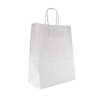 Крафт-пакет бумажный белый с кручеными ручками 26x15x35 см 80 г/кв.м био (200 штук в упаковке) фото Крафт-пакет бумажный белый с кручеными ручками 26x15x35 см 80 г/кв.м био (200 штук в упаковке)