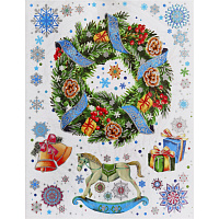 Наклейка на окно Magic Time НГ Новогодний венок, 30х38см 88367