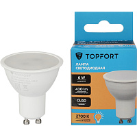 Лампа светодиодная TOPFORT 6 Вт GU10 (MR, 2700 K, 430 Лм, 220 В) фото Лампа светодиодная TOPFORT 6 Вт GU10 (MR, 2700 K, 430 Лм, 220 В)