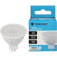 Лампа светодиодная TOPFORT 6 Вт GU5.3 (MR, 4000 K, 480 Лм, 12 В) фото Лампа светодиодная TOPFORT 6 Вт GU5.3 (MR, 4000 K, 480 Лм, 12 В)