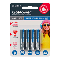 Батарейка AAA мизинчиковая GoPower (4 штуки в упаковке) фото Батарейка AAA мизинчиковая GoPower (4 штуки в упаковке)