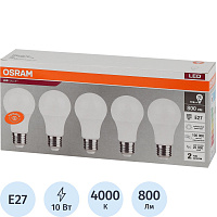 Лампа светодиодная Osram 10 Вт Е27 (А, 4000 К, 800 Лм, 220 В, 5 штук в упаковке, 4058075577749) фото Лампа светодиодная Osram 10 Вт Е27 (А, 4000 К, 800 Лм, 220 В, 5 штук в упаковке, 4058075577749)