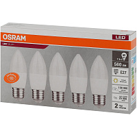 Лампа светодиодная Osram 7 Вт E27 (В, 3000 К, 560 Лм, 220 В, 5 штук в упаковке, 4058075578012) фото Лампа светодиодная Osram 7 Вт E27 (В, 3000 К, 560 Лм, 220 В, 5 штук в упаковке, 4058075578012)