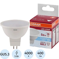 Лампа светодиодная Osram 5 Вт GU5.3 MR 4000 К 400 Лм матовая (4058075480490)