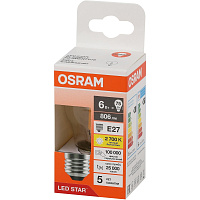 Лампа светодиодная Osram 6 Вт Е27 (Р, 2700 К, 806 Лм, 220 В, 4058075684720) фото Лампа светодиодная Osram 6 Вт Е27 (Р, 2700 К, 806 Лм, 220 В, 4058075684720)