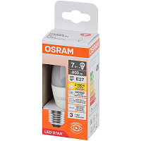 Лампа светодиодная Osram 7 Вт Е27 (В, 2700 К, 600 Лм, 220 В, 4058075696952) фото Лампа светодиодная Osram 7 Вт Е27 (В, 2700 К, 600 Лм, 220 В, 4058075696952)
