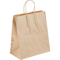 Крафт-пакет бумажный коричневый с кручеными ручками 26x15x35 см 70 г/кв.м био (200 штук в упаковке) фото Крафт-пакет бумажный коричневый с кручеными ручками 26x15x35 см 70 г/кв.м био (200 штук в упаковке)