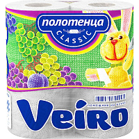 Полотенца бумажные Veiro Classic 2-слойные белые 2 рулона по 12.5 метров фото Полотенца бумажные Veiro Classic 2-слойные белые 2 рулона по 12.5 метров