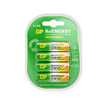 Батарейки аккумуляторные GP ReEnergy Ni-Mh пальчиковые КОМПЛЕКТ 4 шт., АА (HR6), 2600mAh, 270AAHCRGY, 270AAHCRGY-2CRC фото Батарейки аккумуляторные GP ReEnergy Ni-Mh пальчиковые КОМПЛЕКТ 4 шт., АА (HR6), 2600mAh, 270AAHCRGY, 270AAHCRGY-2CRC