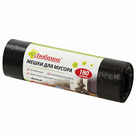 Мешки для мусора 180 л черные в рулоне 10 шт., ПВД 24 мкм, 80х106 см, ЛЮБАША эконом, 605336 фото Мешки для мусора 180 л черные в рулоне 10 шт., ПВД 24 мкм, 80х106 см, ЛЮБАША эконом, 605336