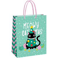 Пакет подарочный 26*32*12см MESHU "Meowy Christmas", выборочный лак, матовая ламинация фото Пакет подарочный 26*32*12см MESHU "Meowy Christmas", выборочный лак, матовая ламинация