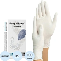 Перчатки одноразовые смотровые Foxy-Gloves нестерильные неопудренные размер XS (5-6) белые (50 пар/100 штук в упаковке)