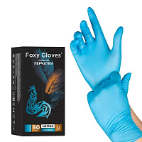 Перчатки одноразовые смотровые Foxy-Gloves ШК9032 нестерильные неопудренные размер XL (9-10) голубые (50 пар/100 штук в упаковке) фото Перчатки одноразовые смотровые Foxy-Gloves ШК9032 нестерильные неопудренные размер XL (9-10) голубые (50 пар/100 штук в упаковке)