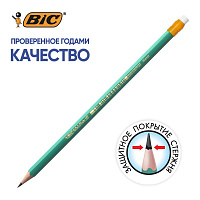 Карандаш чернографитный HB с ластиком Bic Evolution Эко заточенный шестигранный фото Карандаш чернографитный HB с ластиком Bic Evolution Эко заточенный шестигранный