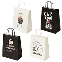 Пакет подарочный (1 штука) 26х13х32 см (L) "Funny Mix", ассорти, крафт, ЗОЛОТАЯ СКАЗКА, 700820