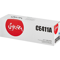 Картридж лазерный Sakura CE411A для HP голубой совместимый фото Картридж лазерный Sakura CE411A для HP голубой совместимый