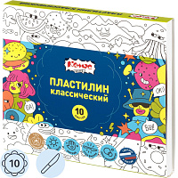 Пластилин классический Комус Класс Максики набор 10 цв/наб, 200г,со стеком фото Пластилин классический Комус Класс Максики набор 10 цв/наб, 200г,со стеком