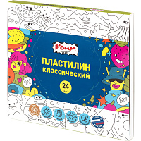 Пластилин классический Комус Класс Максики 24 цв/наб, 480г, 4 стека фото Пластилин классический Комус Класс Максики 24 цв/наб, 480г, 4 стека