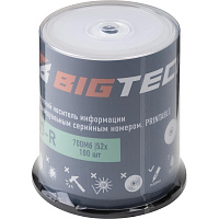 Диск CD-R BigTech 700 МБ 52x cake box YCDRP001 (100 штук в упаковке) фото Диск CD-R BigTech 700 МБ 52x cake box YCDRP001 (100 штук в упаковке)