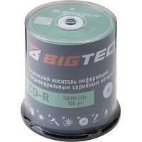 Диск CD-R BigTech 700 МБ 52x cake box YCDRB001 (100 штук в упаковке) фото Диск CD-R BigTech 700 МБ 52x cake box YCDRB001 (100 штук в упаковке)