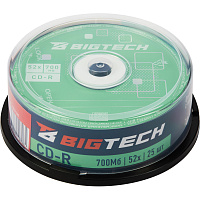 Диск CD-R BigTech 700 МБ 52x cake box YCDRB003 (25 штук в упаковке) фото Диск CD-R BigTech 700 МБ 52x cake box YCDRB003 (25 штук в упаковке)