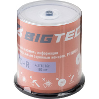 Диск DVD-R BigTech 4.7 ГБ 16x cake box YDVDRP001 (100 штук в упаковке) фото Диск DVD-R BigTech 4.7 ГБ 16x cake box YDVDRP001 (100 штук в упаковке)