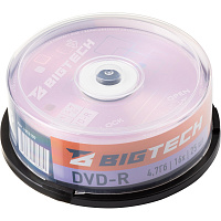 Диск DVD-R BigTech 4.7 ГБ 16x cake box YDVDRB003 (25 штук в упаковке) фото Диск DVD-R BigTech 4.7 ГБ 16x cake box YDVDRB003 (25 штук в упаковке)