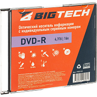 Диск DVD-R BigTech 4.7 ГБ 16x slim YDVDRB006 фото Диск DVD-R BigTech 4.7 ГБ 16x slim YDVDRB006