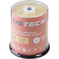 Диск DVD+R BigTech 4.7 ГБ 16x cake box YDVDRB007 (100 штук в упаковке) фото Диск DVD+R BigTech 4.7 ГБ 16x cake box YDVDRB007 (100 штук в упаковке)
