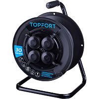 Удлинитель на катушке пластик TOPFORT КГ 2x2.5 кв.мм. 30 м 16 А 3500 Вт IP44 без заземления 4 розетки фото Удлинитель на катушке пластик TOPFORT КГ 2x2.5 кв.мм. 30 м 16 А 3500 Вт IP44 без заземления 4 розетки