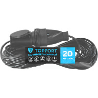 Удлинитель-шнур TOPFORT ПВС 2х0.75 кв. мм. 20 м 6 А 1300 Вт IP44 без заземления 1 розетка фото Удлинитель-шнур TOPFORT ПВС 2х0.75 кв. мм. 20 м 6 А 1300 Вт IP44 без заземления 1 розетка