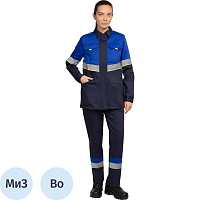 Куртка рабочая летняя женская л43-КУ с СОП синяя/васильковая (размер 60-62, рост 158-164)