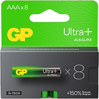 Батарейка AAA мизинчиковая GP Ultra+ Alkaline (8 штук в упаковке) фото Батарейка AAA мизинчиковая GP Ultra+ Alkaline (8 штук в упаковке)