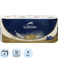 Бумага туалетная Luscan Luxury 4-слойная белая (8 рулонов в упаковке) фото Бумага туалетная Luscan Luxury 4-слойная белая (8 рулонов в упаковке)