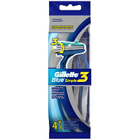 Бритва одноразовая Gillette Blue Simple 3 (4 штуки в упаковке) фото Бритва одноразовая Gillette Blue Simple 3 (4 штуки в упаковке)