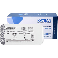 Шовный материал хирургический рассасывающийся Katsan USP 3/0 70 см режущая игла 26 мм 3/8 (24 штуки в упаковке) фото Шовный материал хирургический рассасывающийся Katsan USP 3/0 70 см режущая игла 26 мм 3/8 (24 штуки в упаковке)