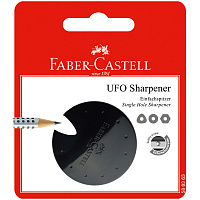 Точилка пластиковая Faber-Castell "Ufo" 1 отверстие, красная/черная/синяя, блистер фото Точилка пластиковая Faber-Castell "Ufo" 1 отверстие, красная/черная/синяя, блистер