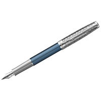 Ручка перьевая Parker "Sonnet Metal & Blue Lacquer CT" черная, 0,8мм, подарочная упаковка фото Ручка перьевая Parker "Sonnet Metal & Blue Lacquer CT" черная, 0,8мм, подарочная упаковка