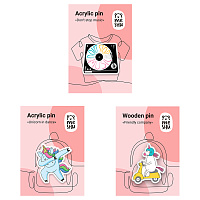 Набор акриловых значков MESHU "Unicorns and music", прямая УФ-печать, 3шт. фото Набор акриловых значков MESHU "Unicorns and music", прямая УФ-печать, 3шт.