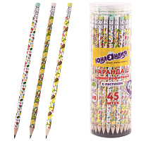 Карандаш чернографитный ЮНЛАНДИЯ "ФРУКТЫ", 1 шт., HB, с ластиком, корпус ассорти, 181777