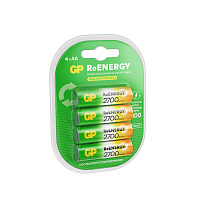 Батарейки аккумуляторные GP ReEnergy Ni-Mh пальчиковые КОМПЛЕКТ 4 шт., АА (HR6), 2600mAh, 270AAHCRGY, 270AAHCRGY-2CRC фото Батарейки аккумуляторные GP ReEnergy Ni-Mh пальчиковые КОМПЛЕКТ 4 шт., АА (HR6), 2600mAh, 270AAHCRGY, 270AAHCRGY-2CRC